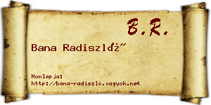 Bana Radiszló névjegykártya